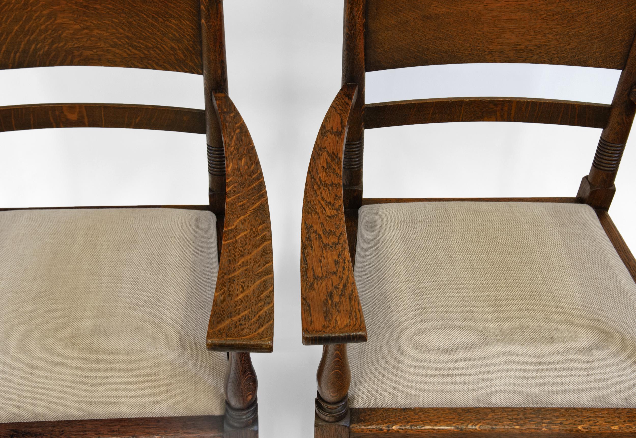 Arts and Crafts Set Of 8 William Birch Arts & Crafts Oak Dining Chairs Waring And Gillow