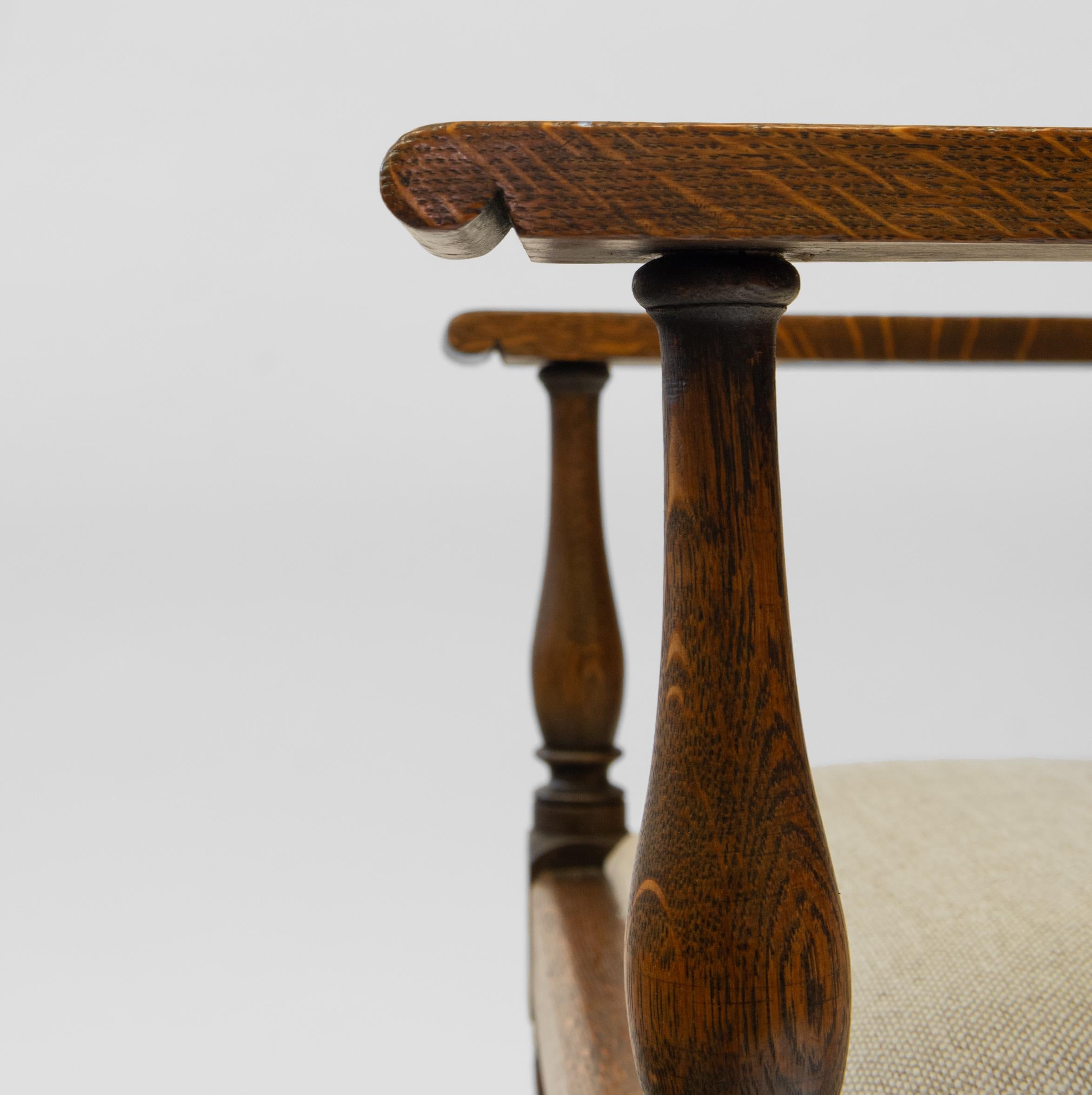 Set Of 8 William Birch Arts & Crafts Oak Dining Chairs Waring And Gillow 1