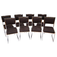Set of 8 Willy Rizzo Brass and Chrome Chairs, circa 1970