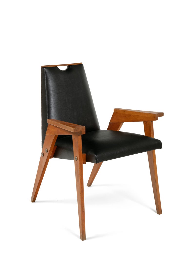 Set of 8 Wood Framed Dining Chairs Upholstered in Black ...