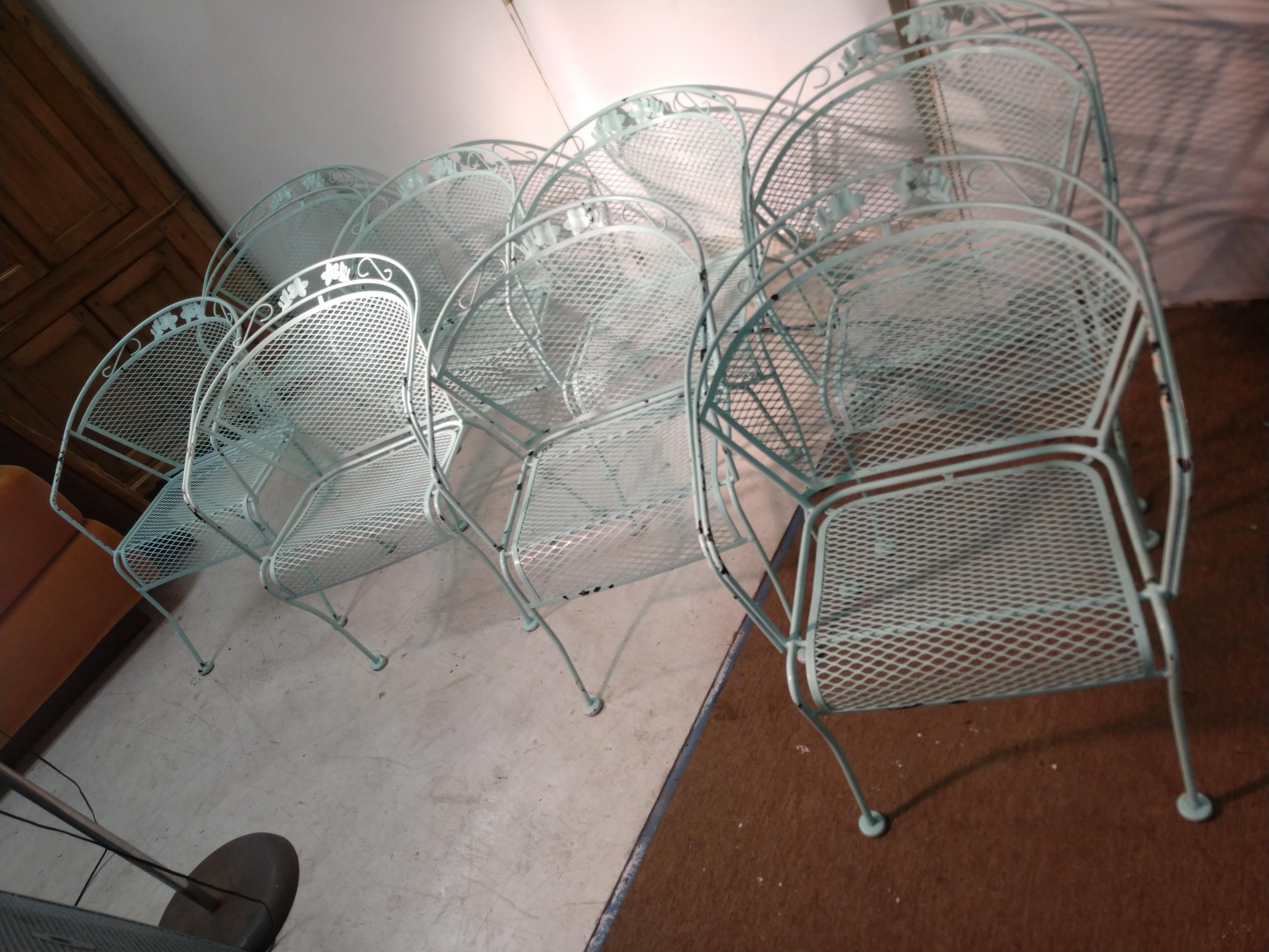 Set of 8 Woodard Mid Century Outdoor Patio Chairs with Table 2