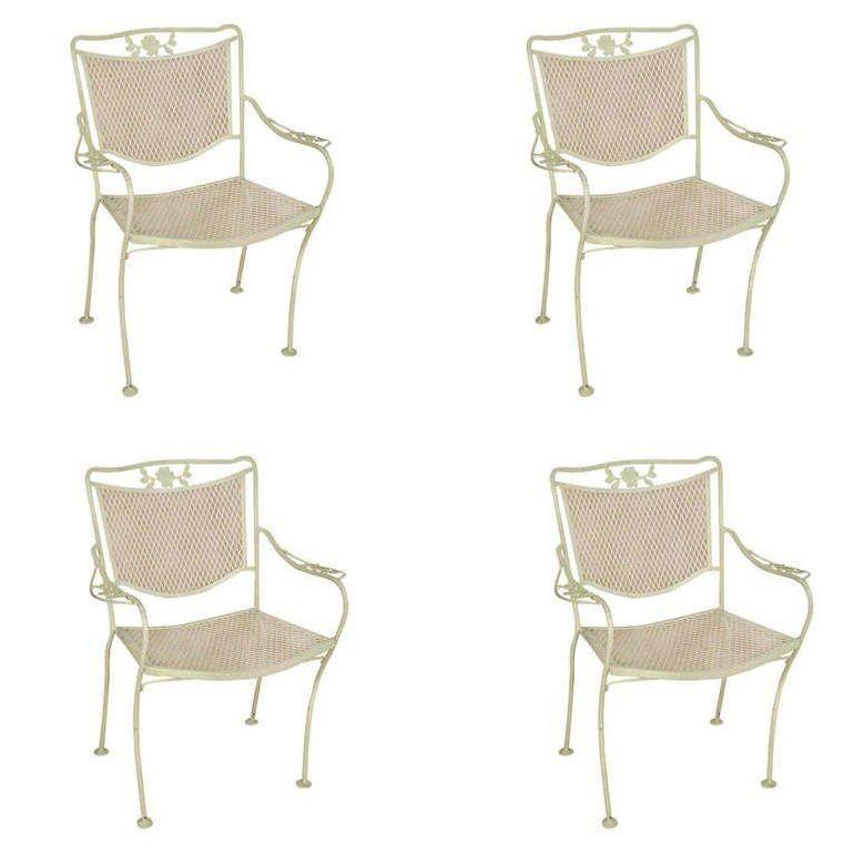 Set of 8 Woodard Outdoor/Patio Mesh Armchairs W/ Scrolling Floral