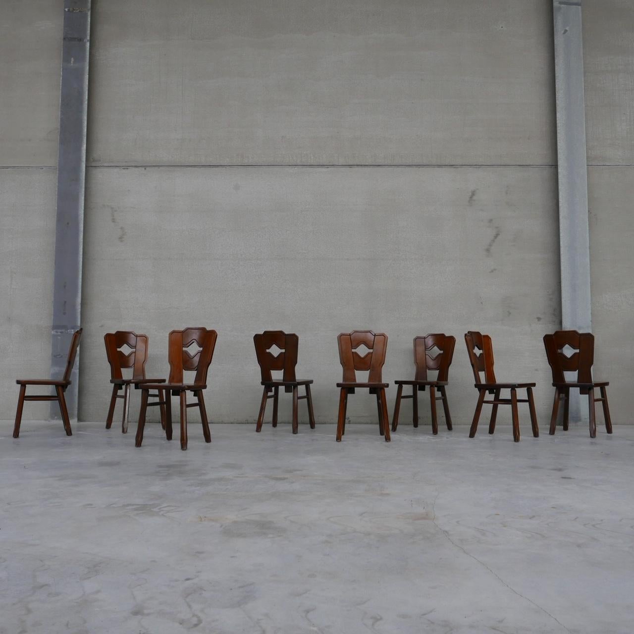 Set of 8 Wooden Dutch Mid-Century Dining Chairs 6