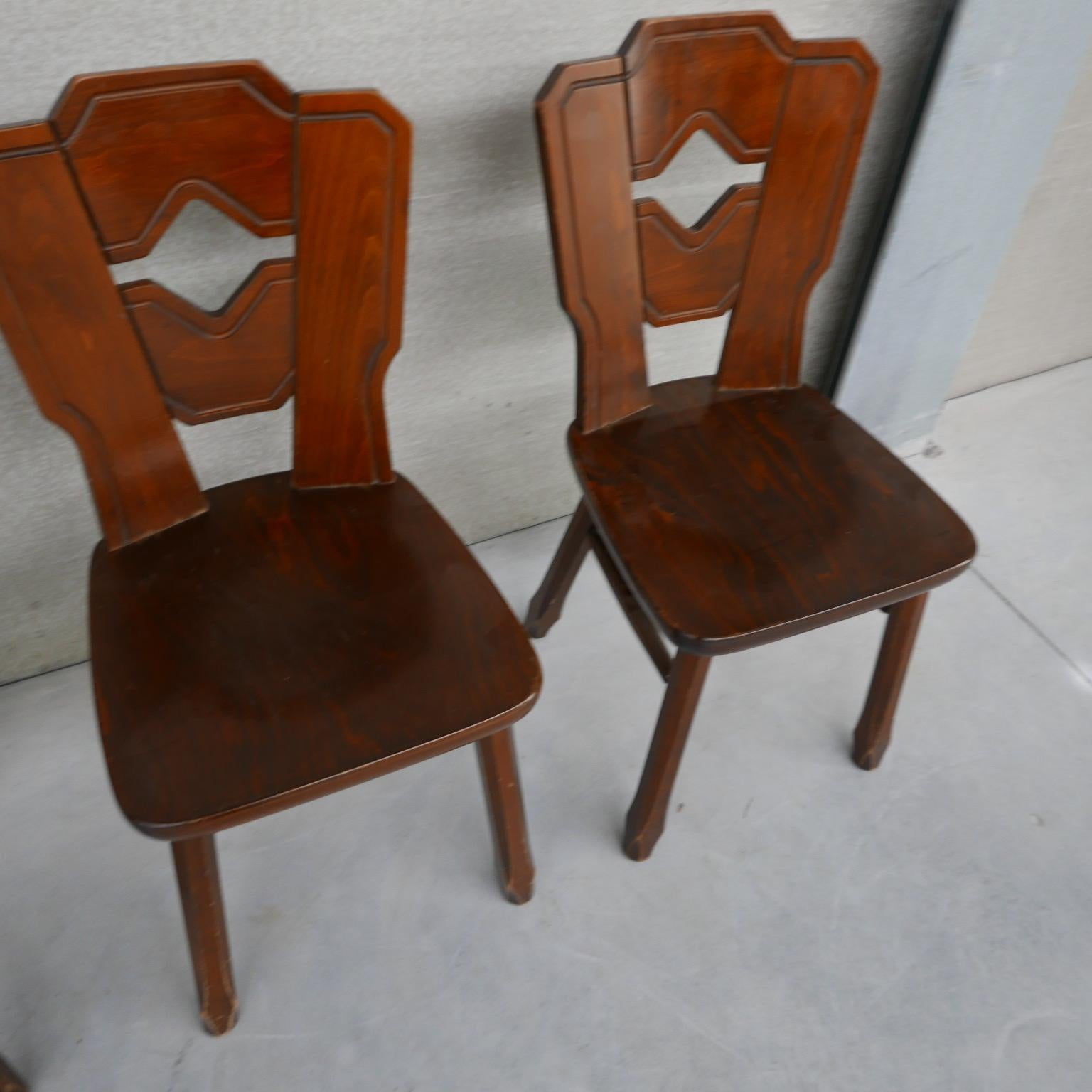 20th Century Set of 8 Wooden Dutch Mid-Century Dining Chairs