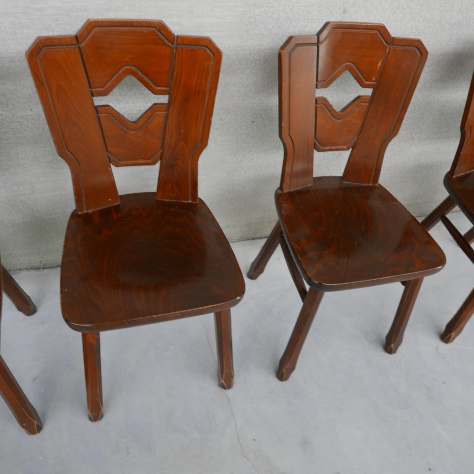 Set of 8 Wooden Dutch Mid-Century Dining Chairs 1