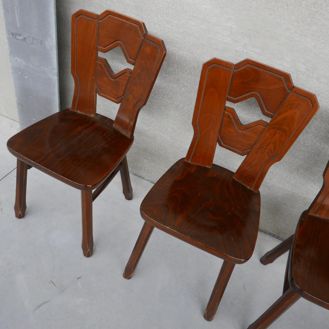 Set of 8 Wooden Dutch Mid-Century Dining Chairs 3