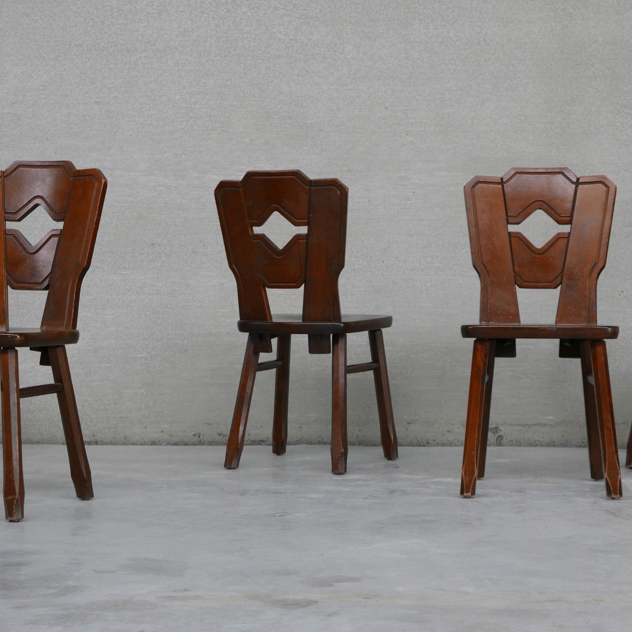 Set of 8 Wooden Dutch Mid-Century Dining Chairs 4