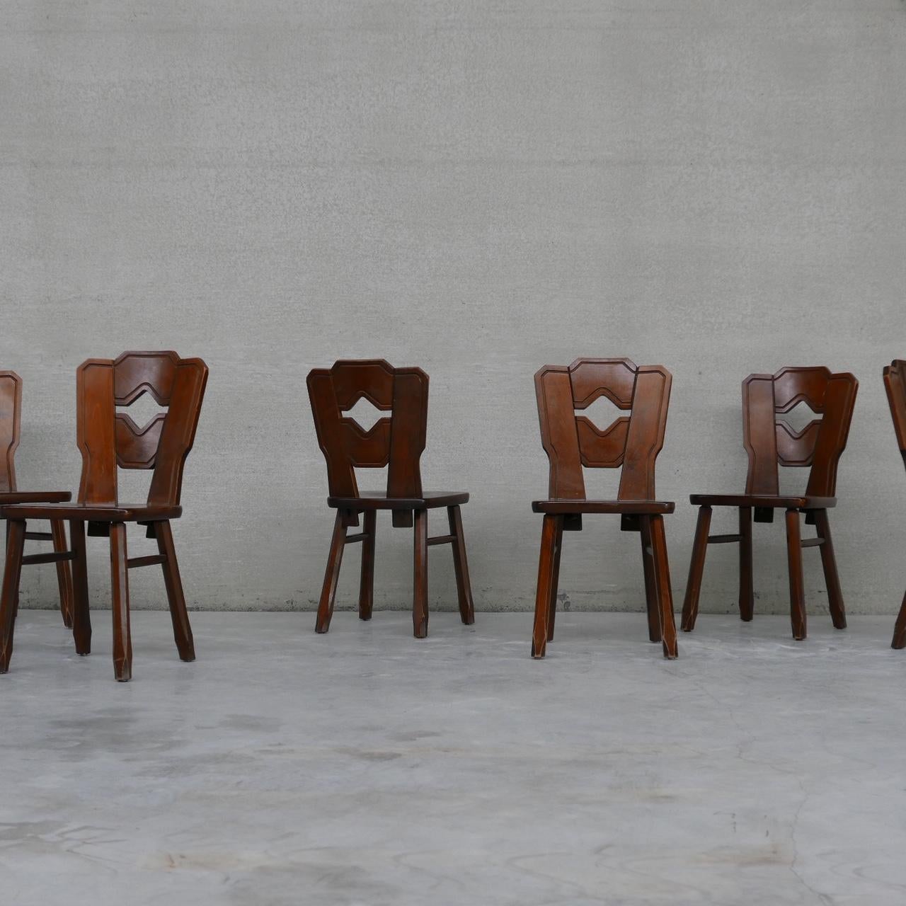 Set of 8 Wooden Dutch Mid-Century Dining Chairs 5