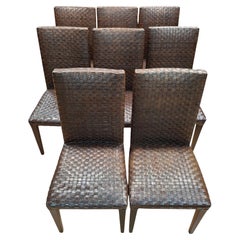 Ensemble de 8 chaises de salle à manger en cuir tissé par Stone International