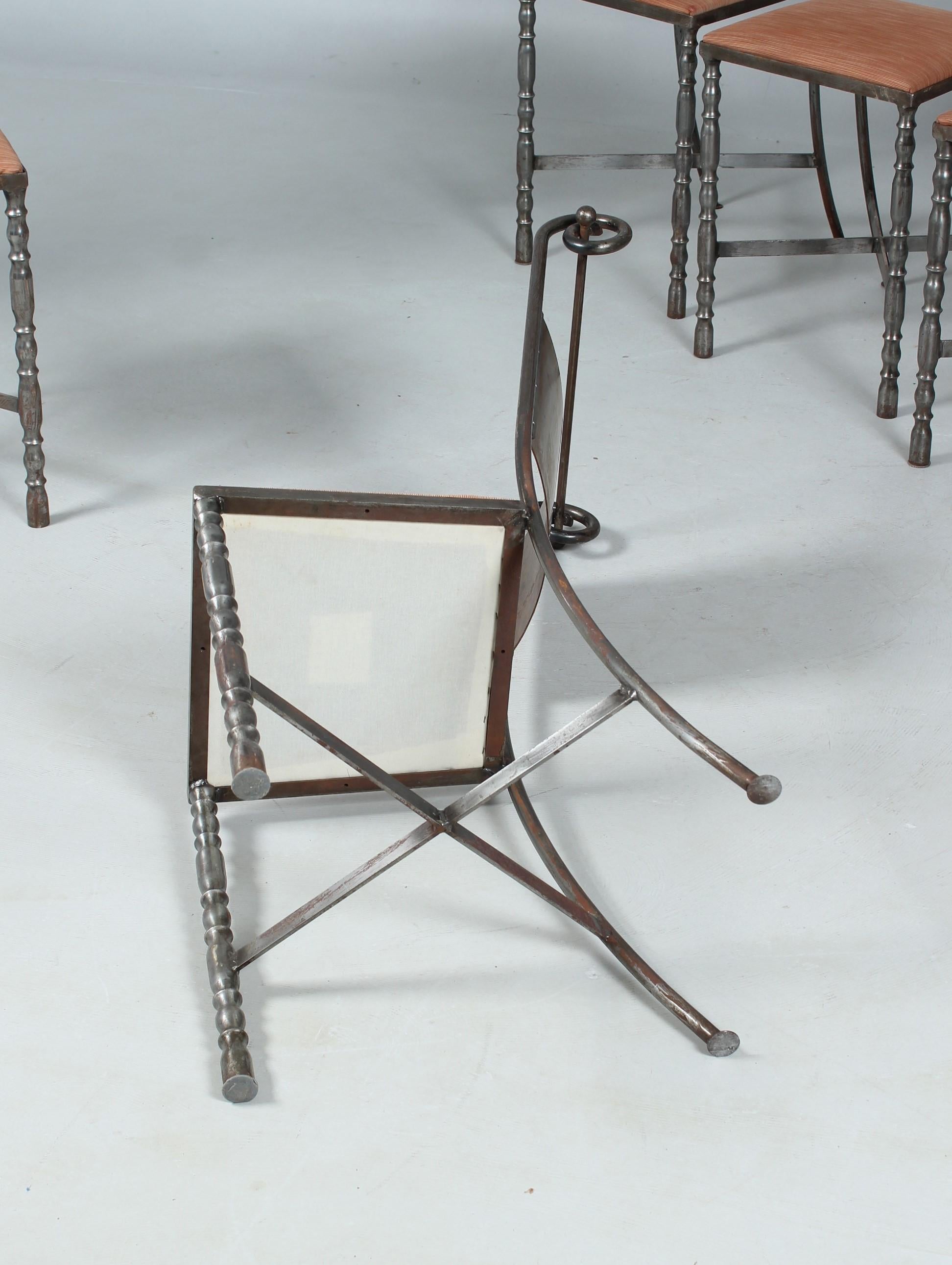 Set of 8 Wrought Iron Chairs, Dining Chairs, 1980s? For Sale 4