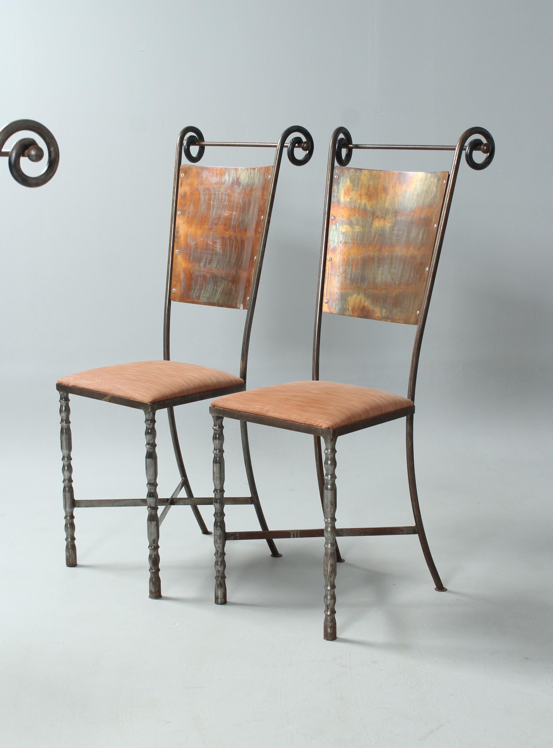 Set of 8 Wrought Iron Chairs, Dining Chairs, 1980s? For Sale 7