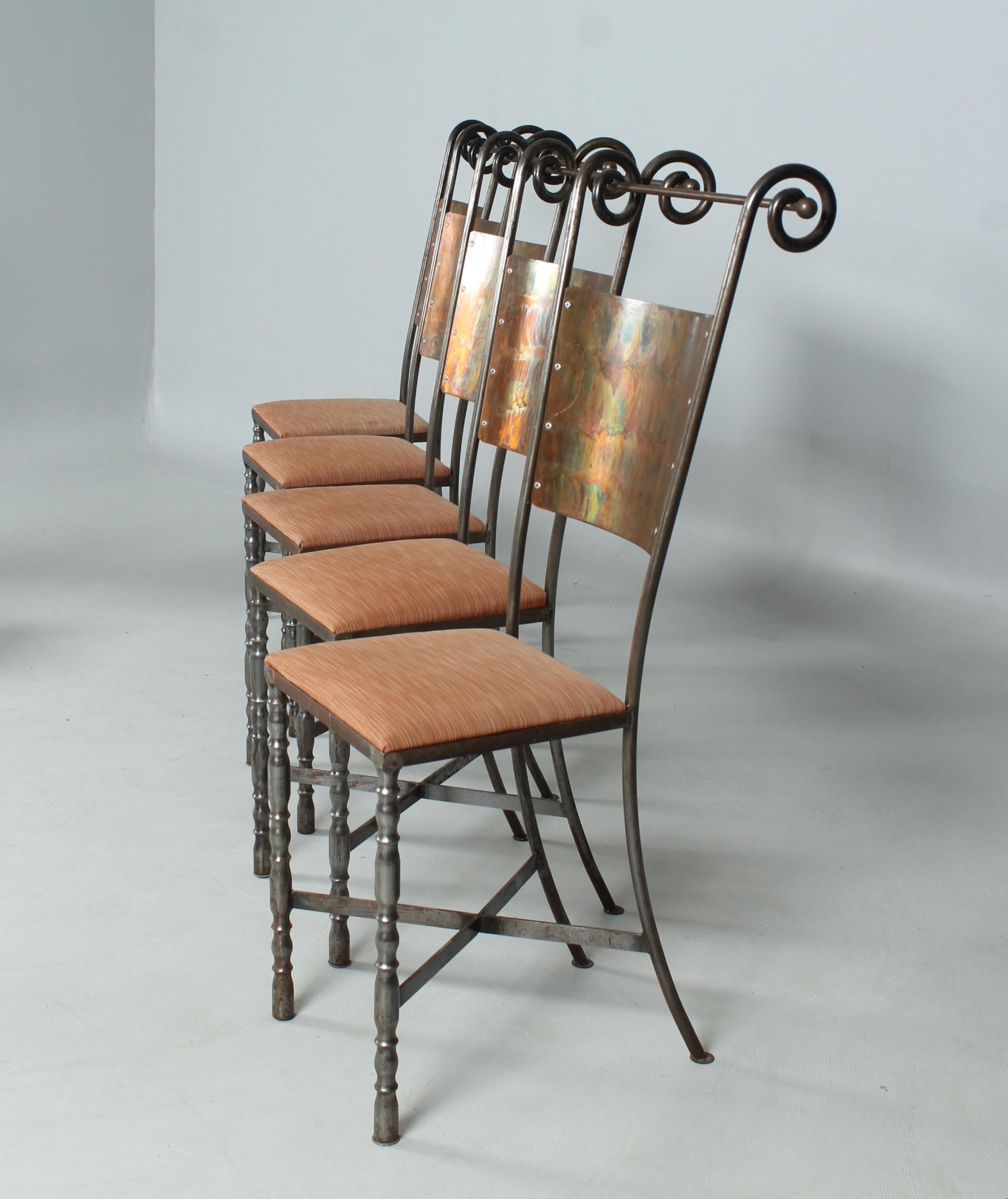 Italian Set of 8 Wrought Iron Chairs, Dining Chairs, 1980s? For Sale