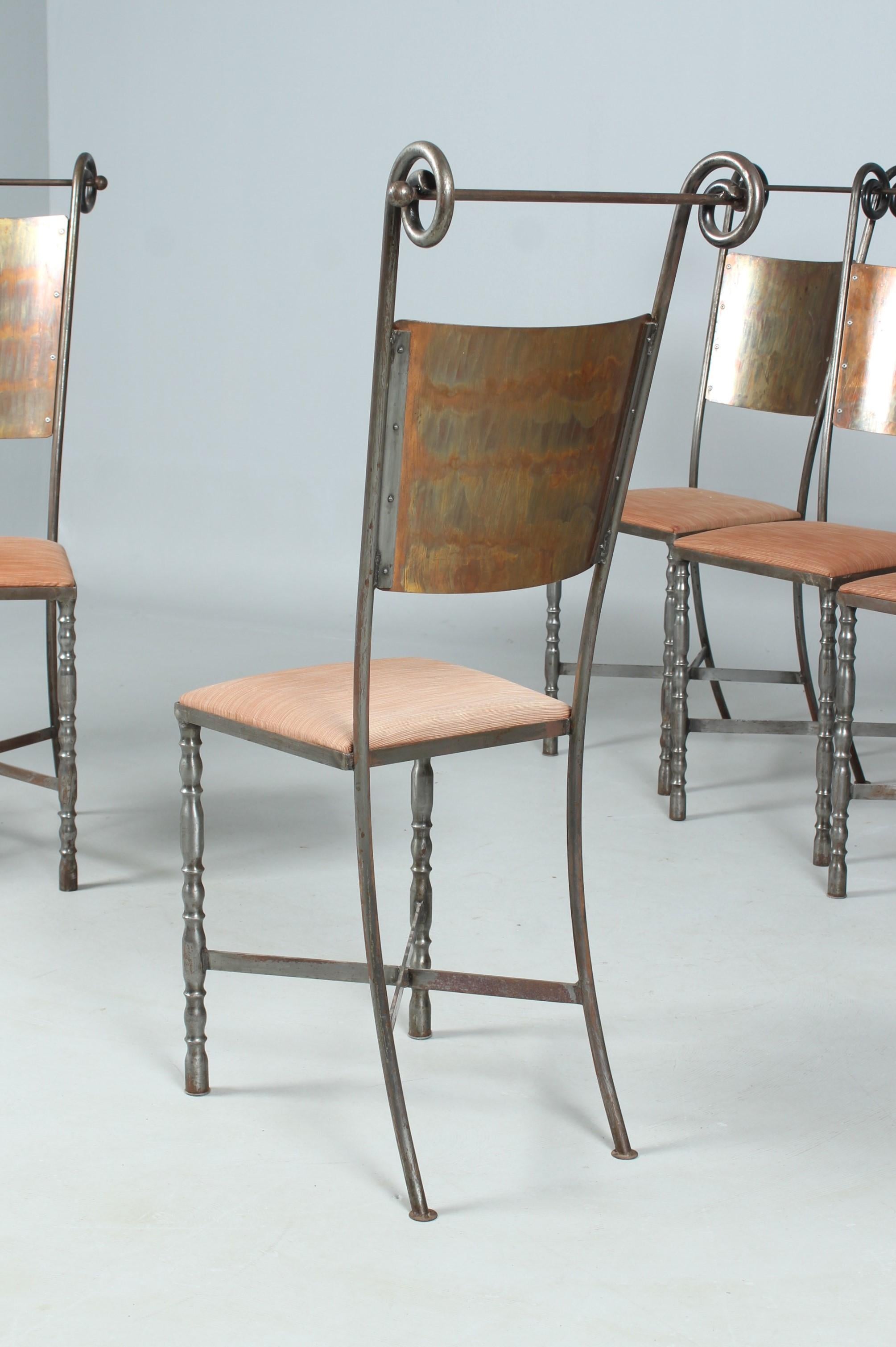 Set of 8 Wrought Iron Chairs, Dining Chairs, 1980s? For Sale 1