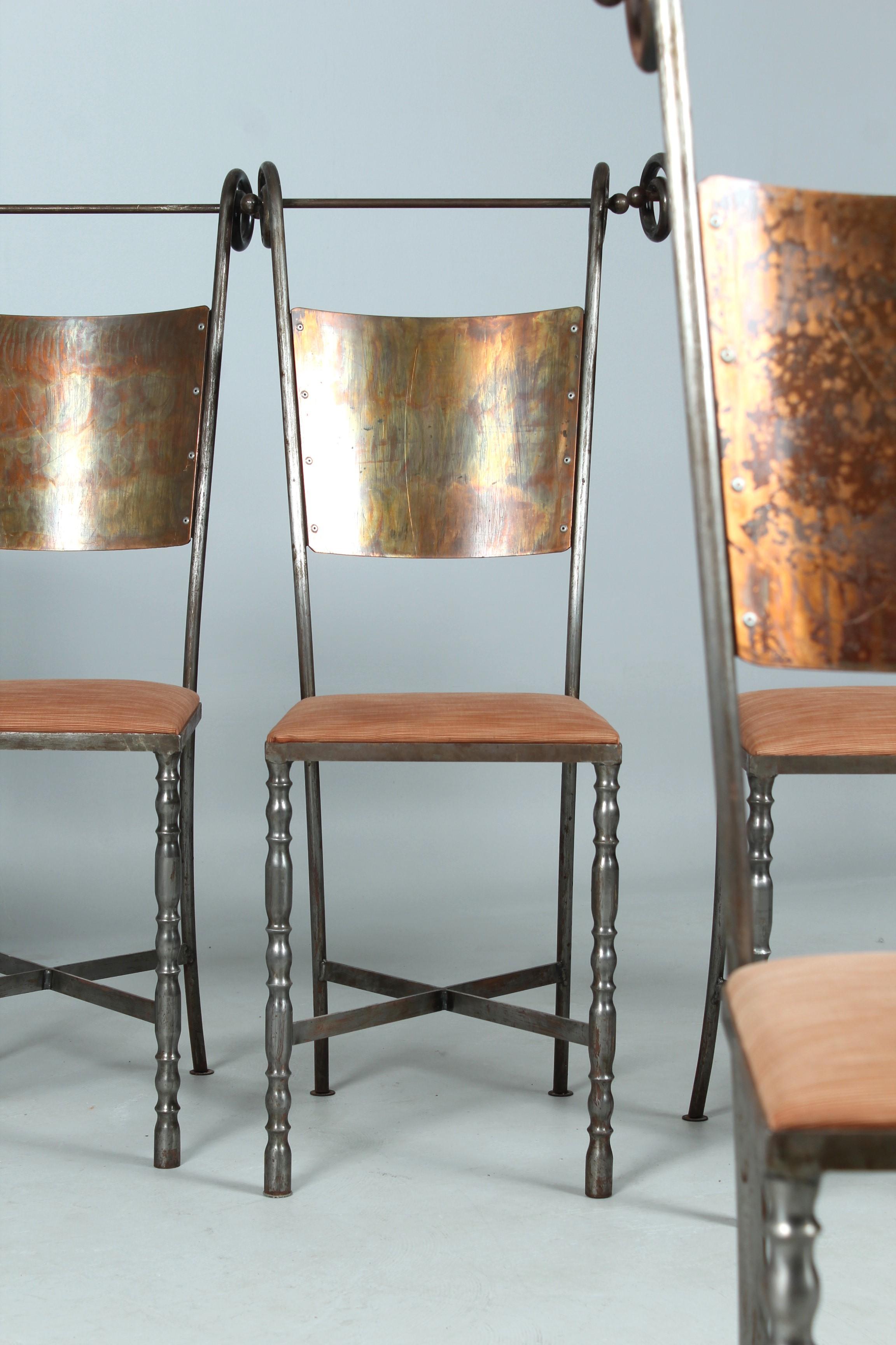 Set of 8 Wrought Iron Chairs, Dining Chairs, 1980s? For Sale 3