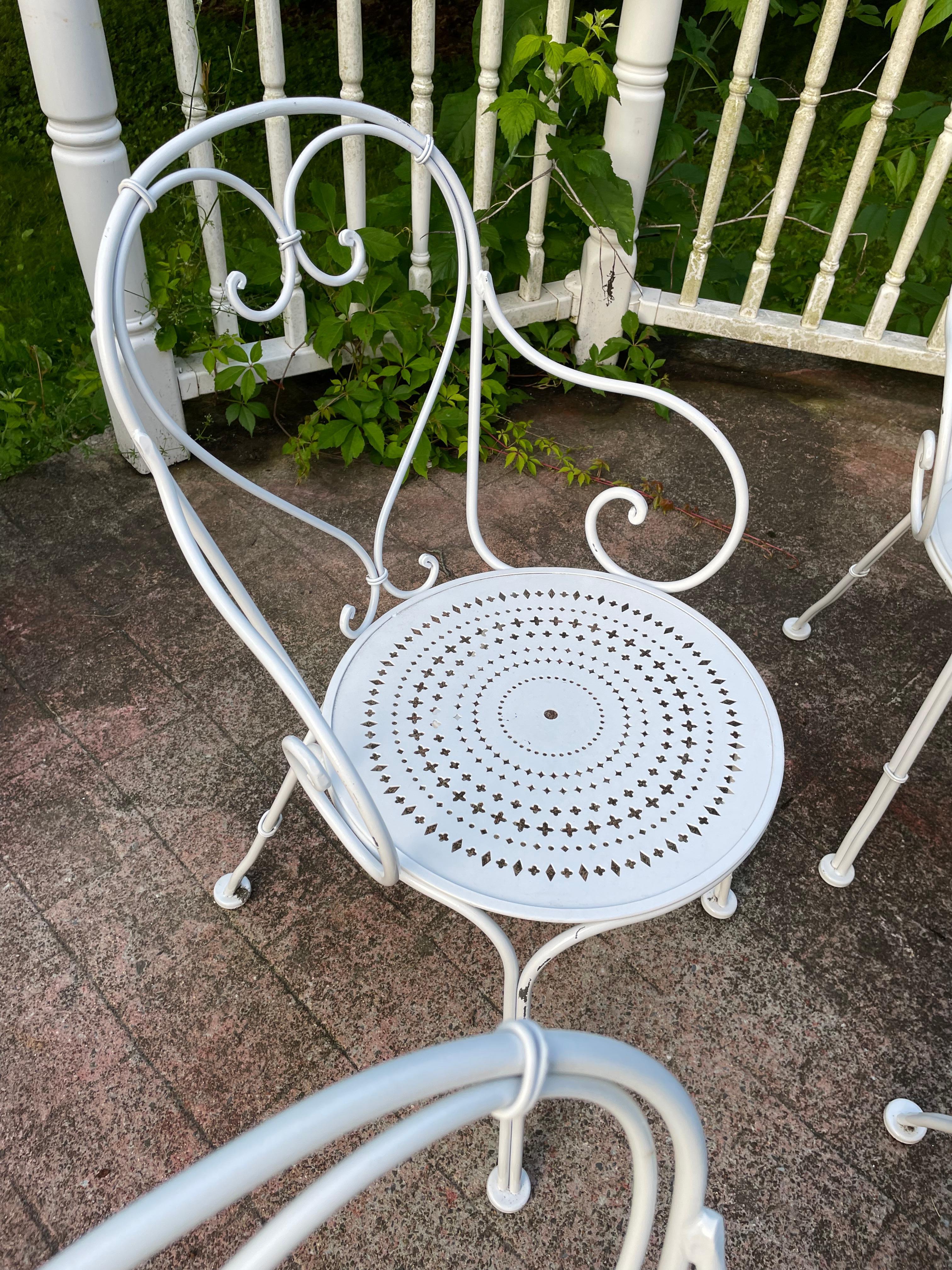 20th Century Set of 8 Wrought Iron French Cafe Chairs For Sale