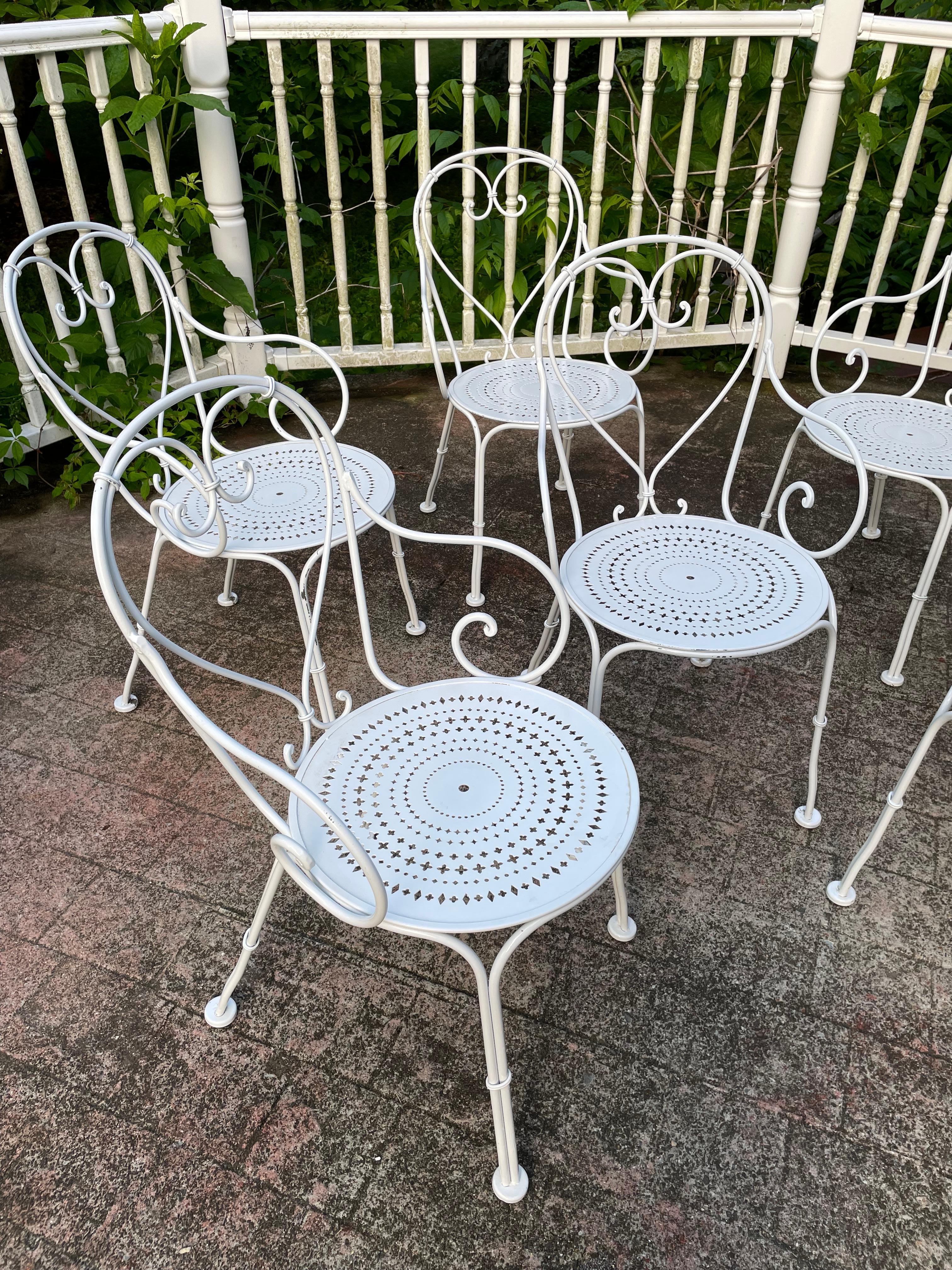 Set of 8 Wrought Iron French Cafe Chairs For Sale 2