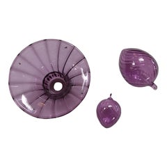 Set of 81 Purple Murano Glass Chandelier Parts