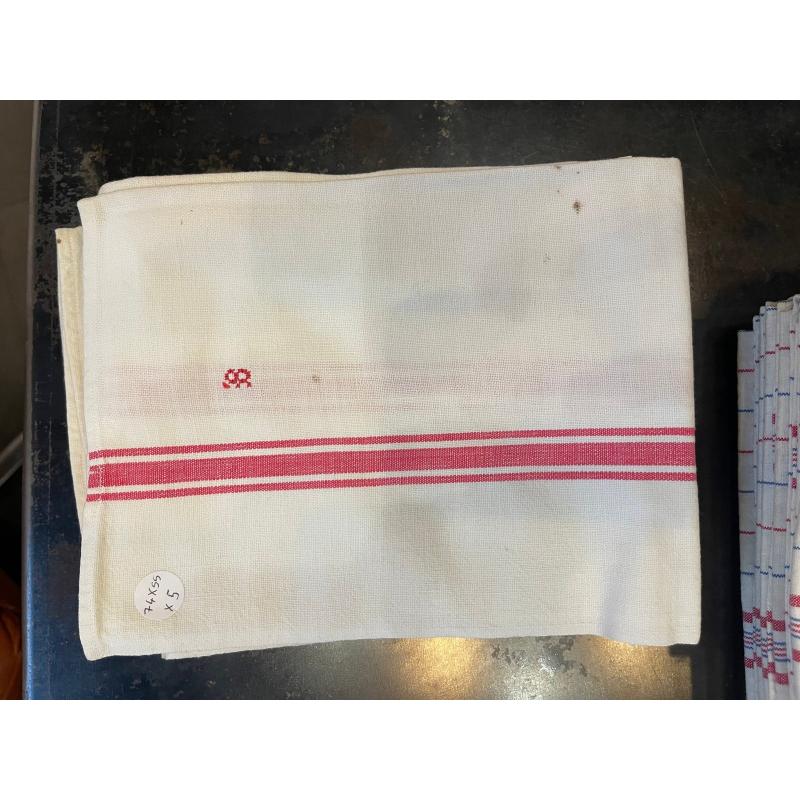 Set of 82 French Kitchen Table Towels in Linen Canvas with Embroidery, 1920s For Sale 11