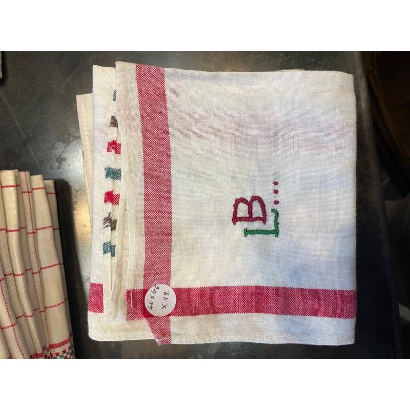 Set of 82 French Kitchen Table Towels in Linen Canvas with Embroidery, 1920s For Sale 12
