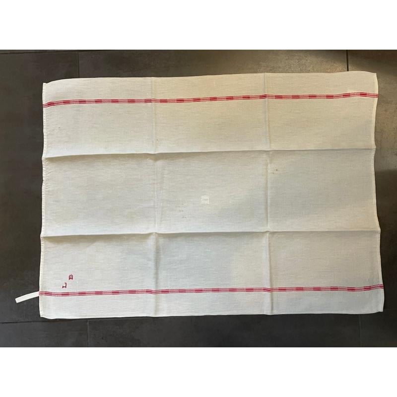 Set of 82 French Kitchen Table Towels in Linen Canvas with Embroidery, 1920s For Sale 1