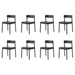 Ensemble de 8 chaises Tk3-Black Leather/Black Laquered Ash de T&K pour &Tradition