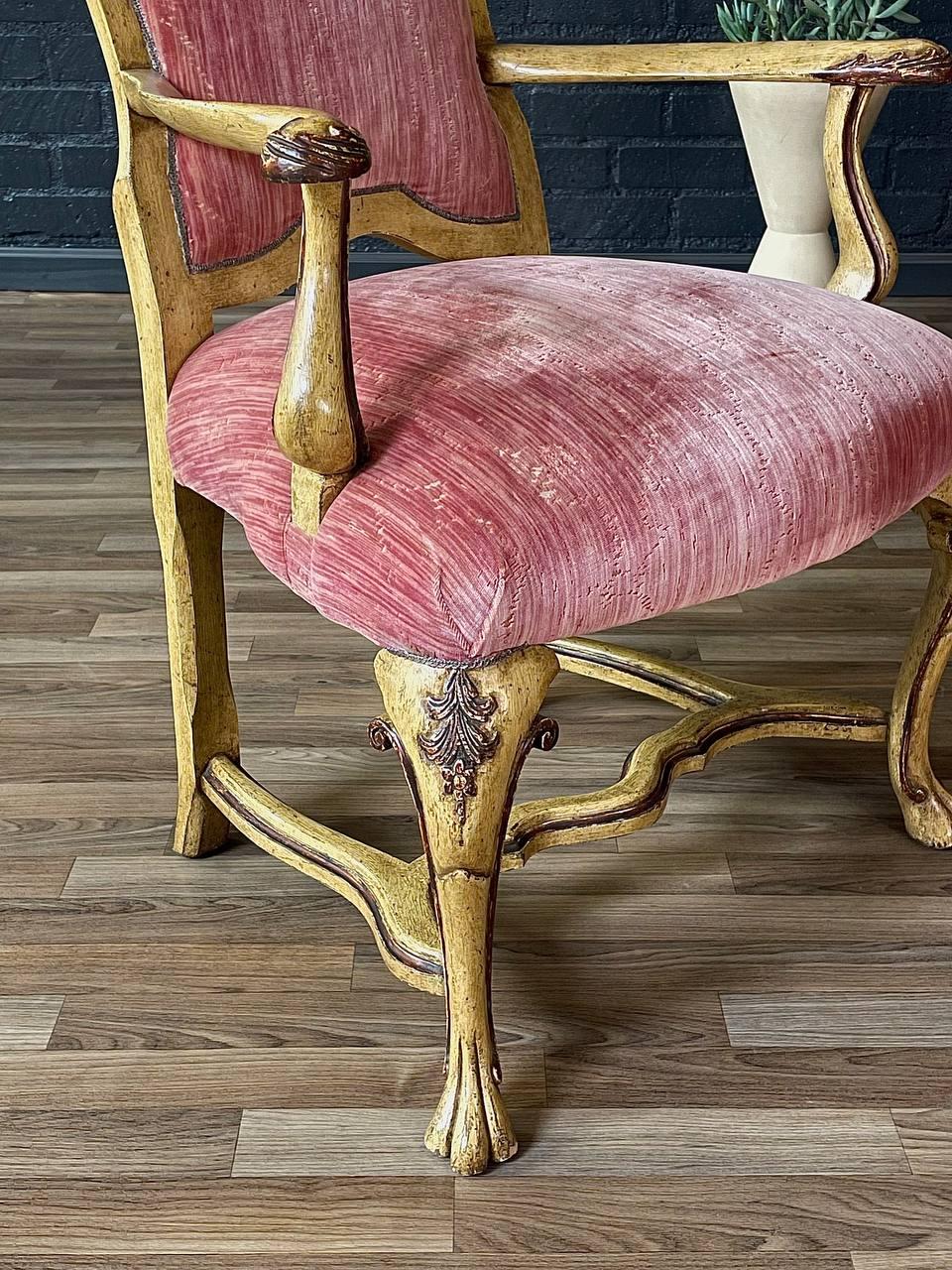 Set of 8x French Style Painted & Carved Wood Dining Chairs For Sale 3
