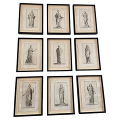 Set of 9, 18th Century Italian Engravings Feature the Portrait of Female Statue