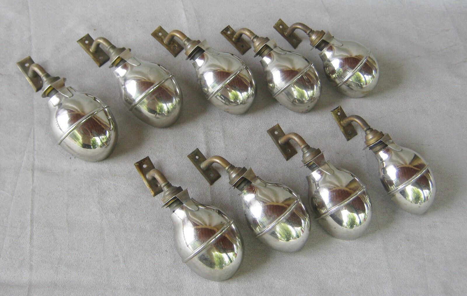 Set of 9 - 1920's French Industrial/ Loft Nickel Cupped Wall Sconces  6