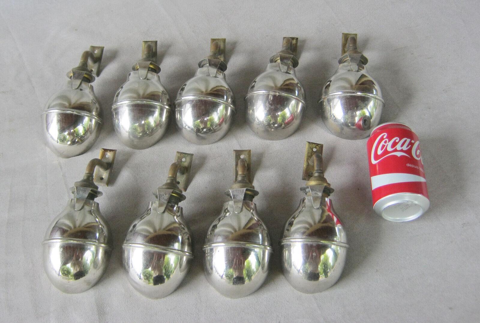 Set of 9 - 1920's French Industrial/ Loft Nickel Cupped Wall Sconces  In Good Condition In Opa Locka, FL
