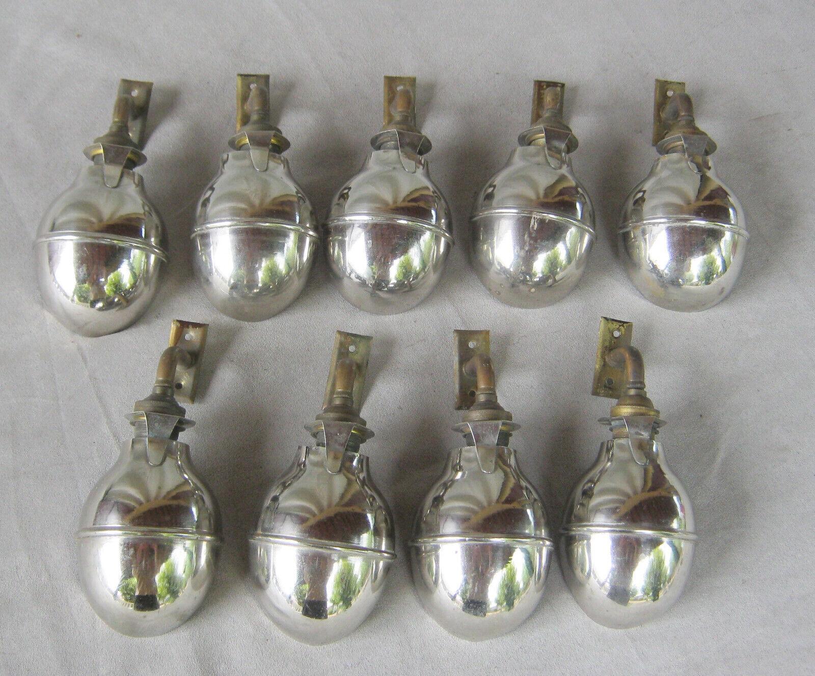 Set of 9 - 1920's French Industrial/ Loft Nickel Cupped Wall Sconces  1