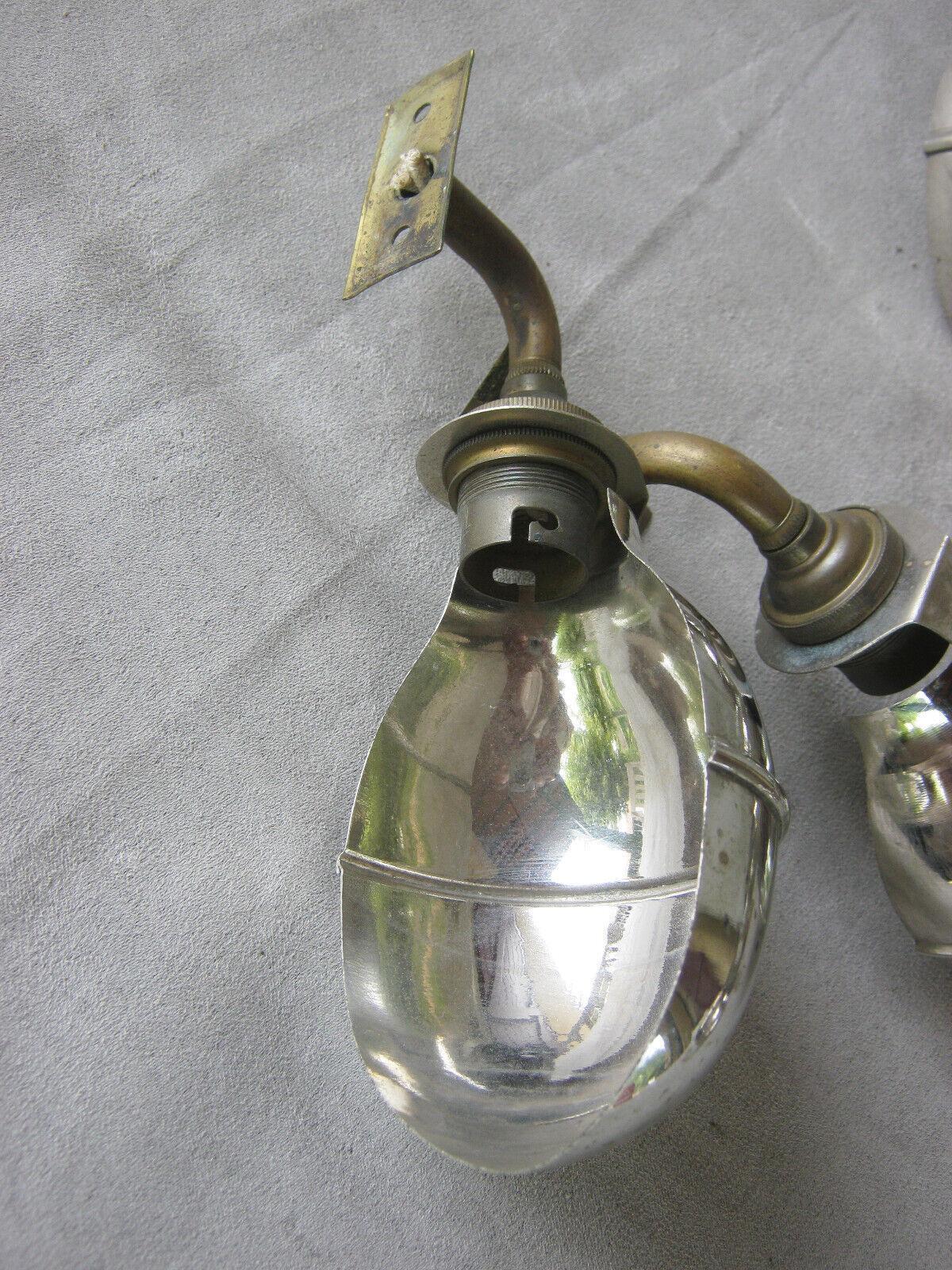 Set of 9 - 1920's French Industrial/ Loft Nickel Cupped Wall Sconces  2
