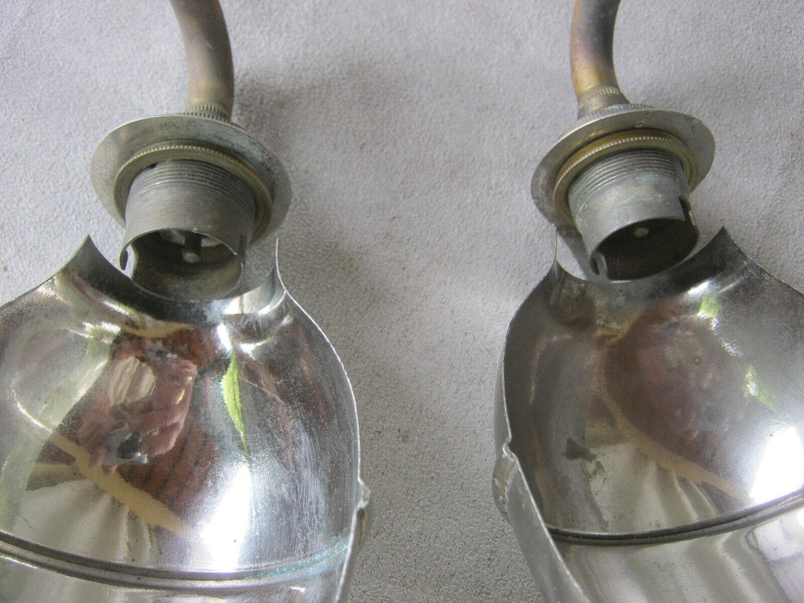 Set of 9 - 1920's French Industrial/ Loft Nickel Cupped Wall Sconces  4