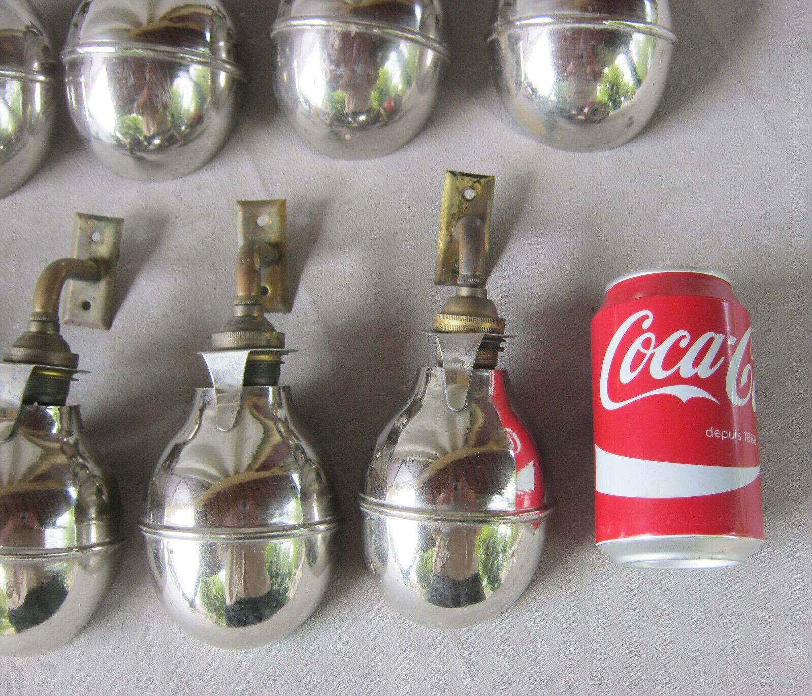 Set of 9 - 1920's French Industrial/ Loft Nickel Cupped Wall Sconces  5