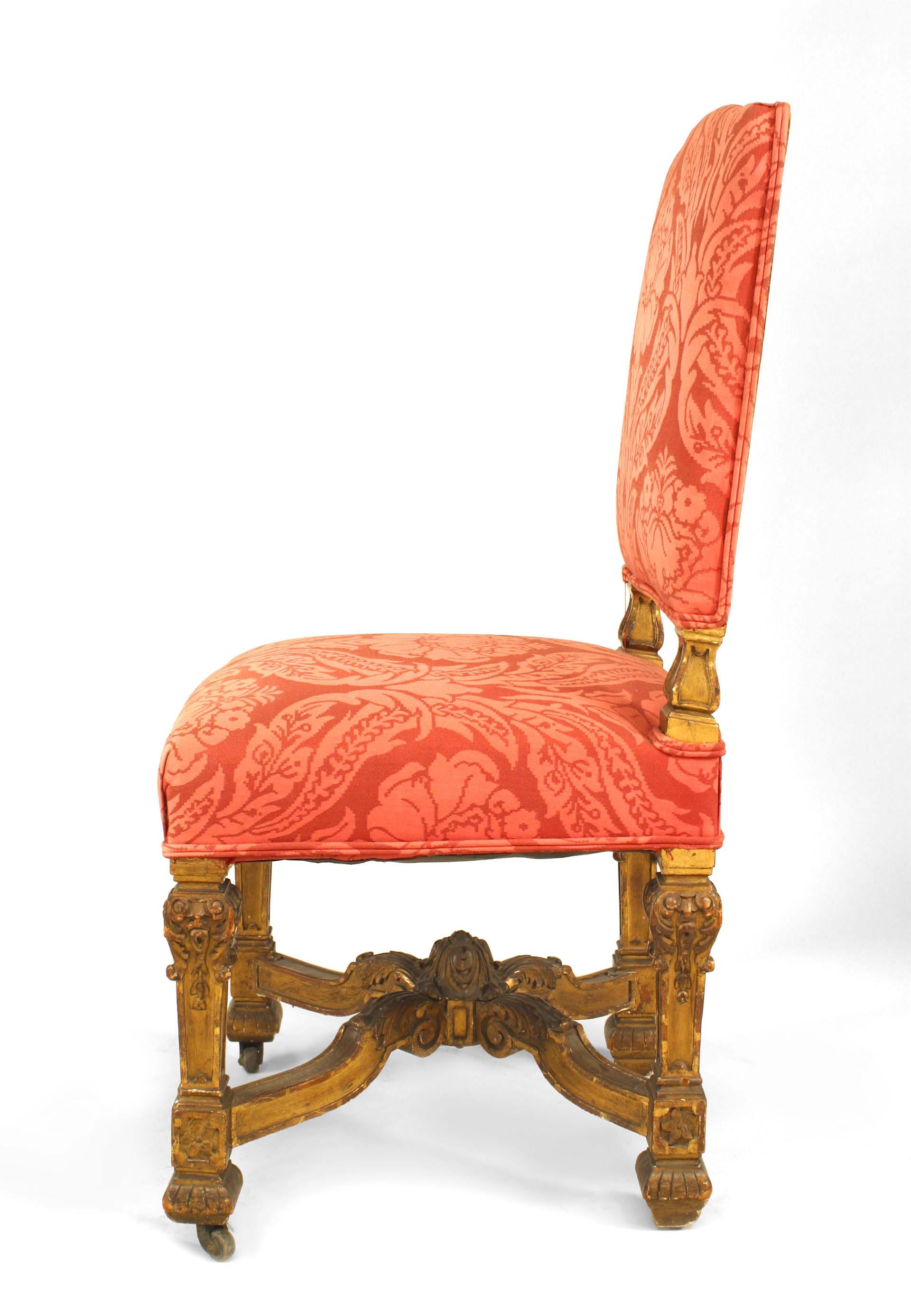Set of 9 French Louis XIV Rose Upholstery Chairs For Sale 4