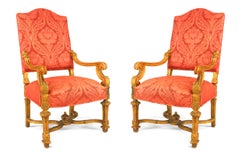 Set of 9 French Louis XIV Rose Upholstery Chairs