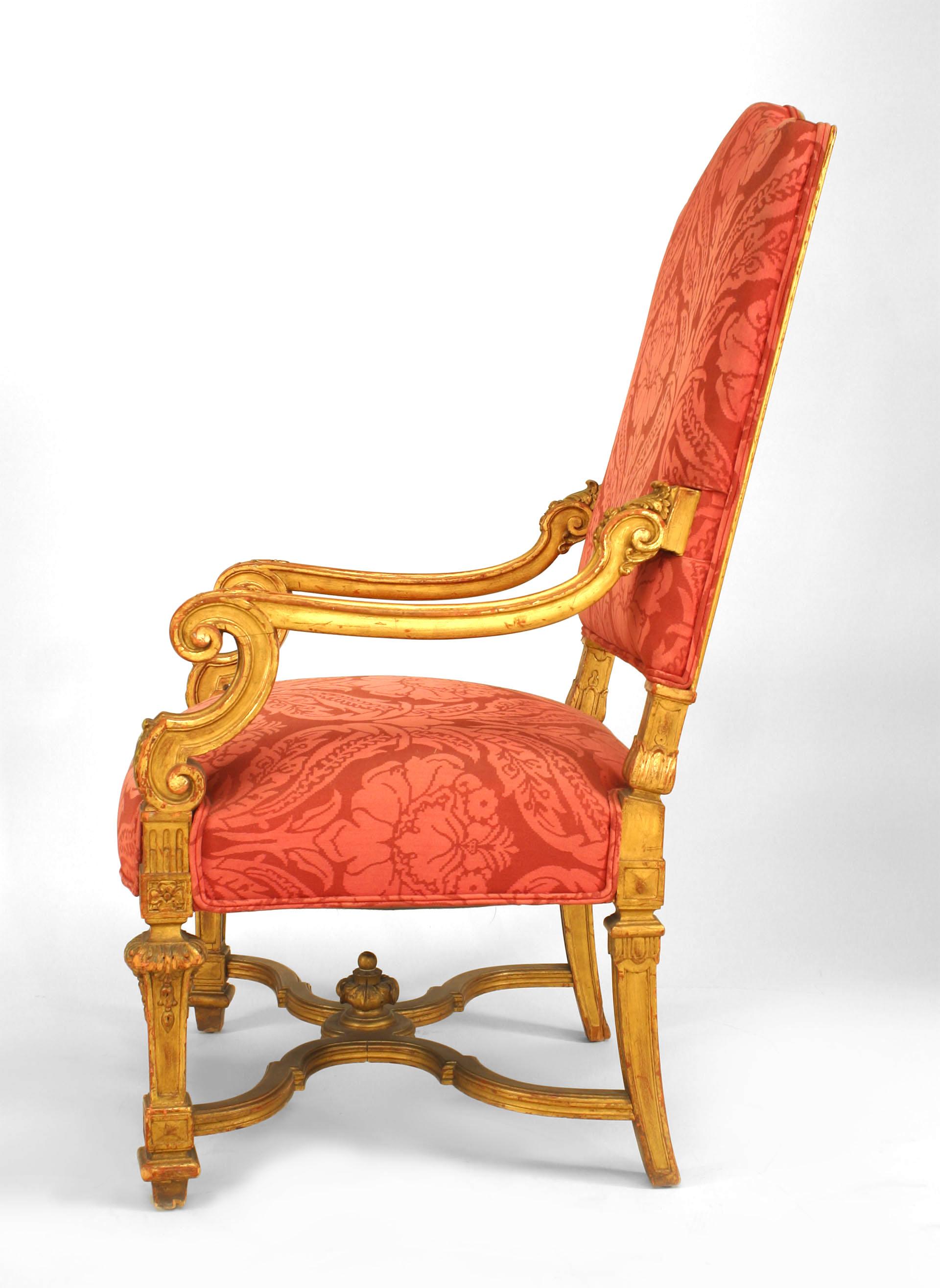 Set of 9 French Louis XIV Rose Upholstery Chairs In Good Condition For Sale In New York, NY