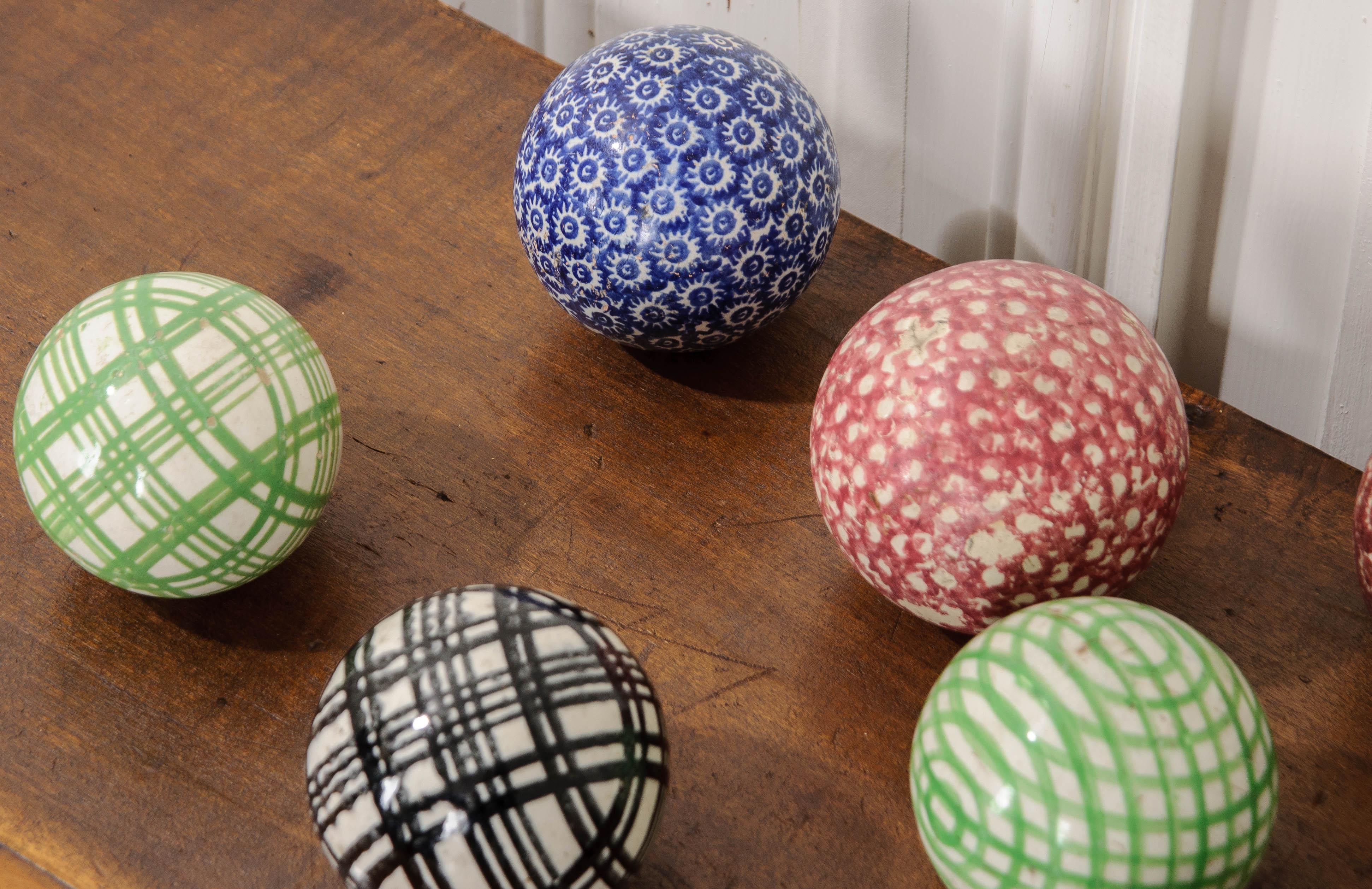 Other Set of 9 19th Century Scottish Carpet Balls