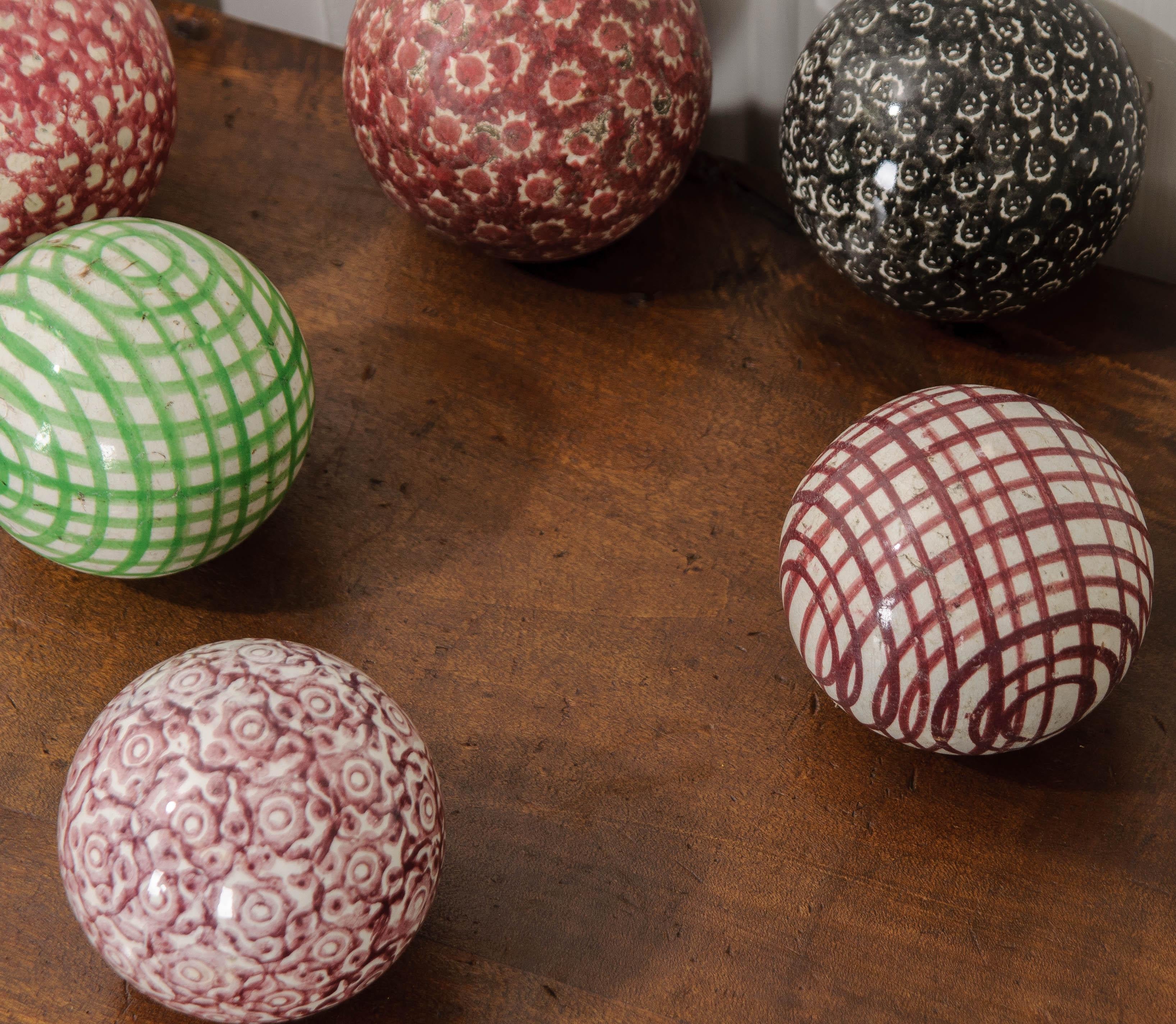 Ceramic Set of 9 19th Century Scottish Carpet Balls