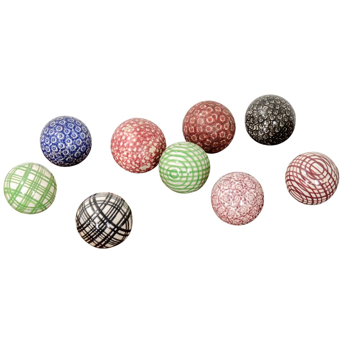 Set of 9 19th Century Scottish Carpet Balls