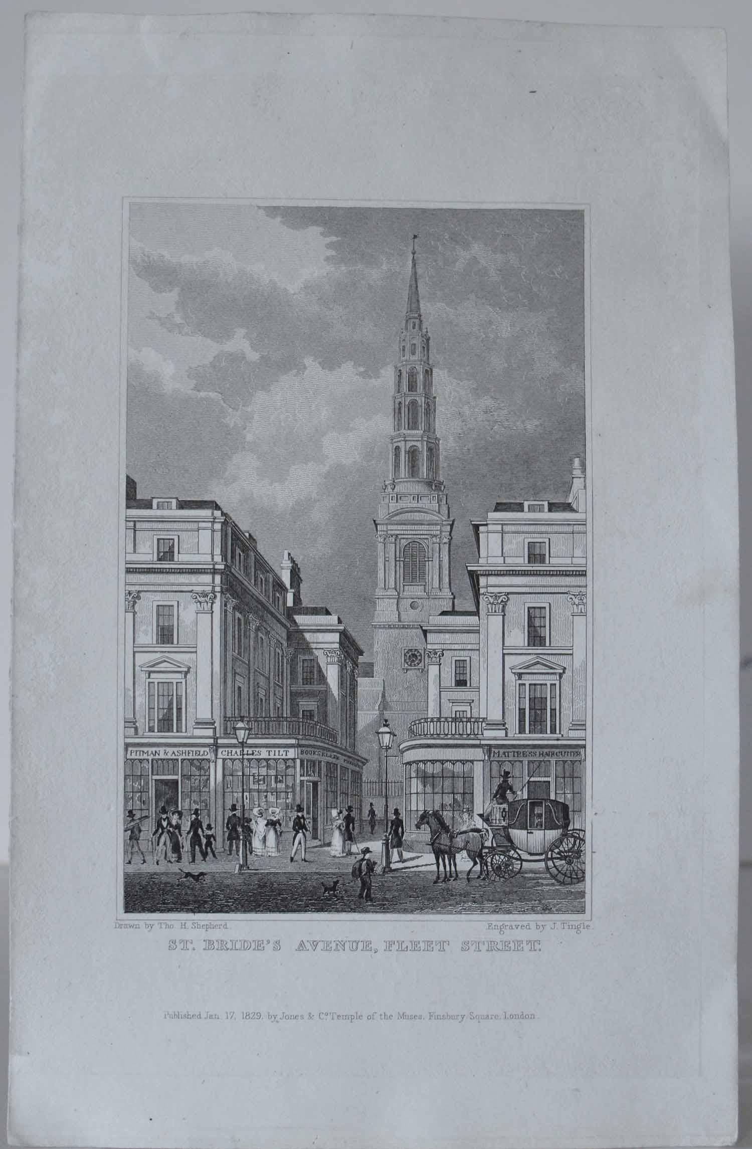 Set of 9 Antique Architectural Prints of London Churches, 1828 3