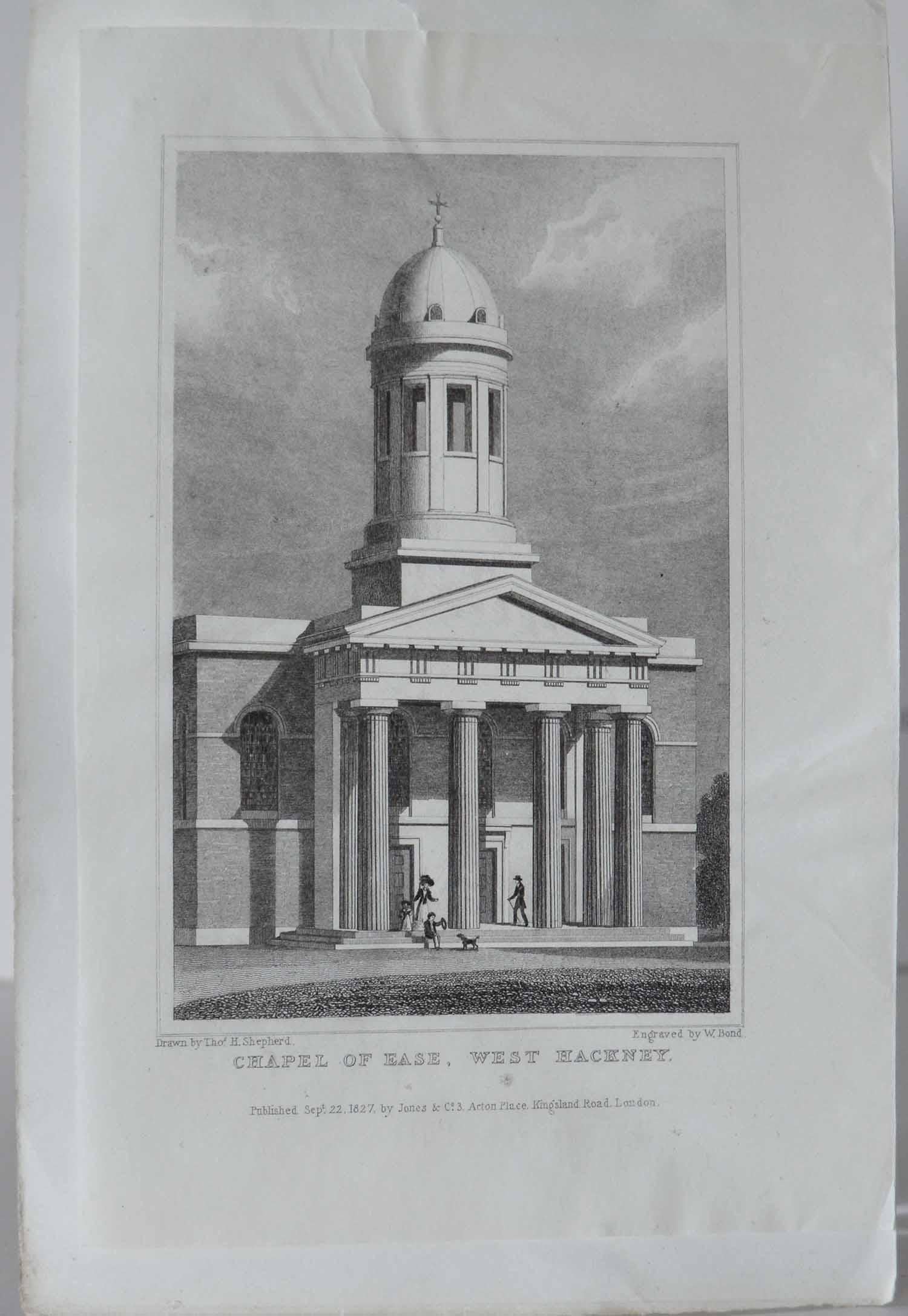 Early 19th Century Set of 9 Antique Architectural Prints of London Churches, 1828