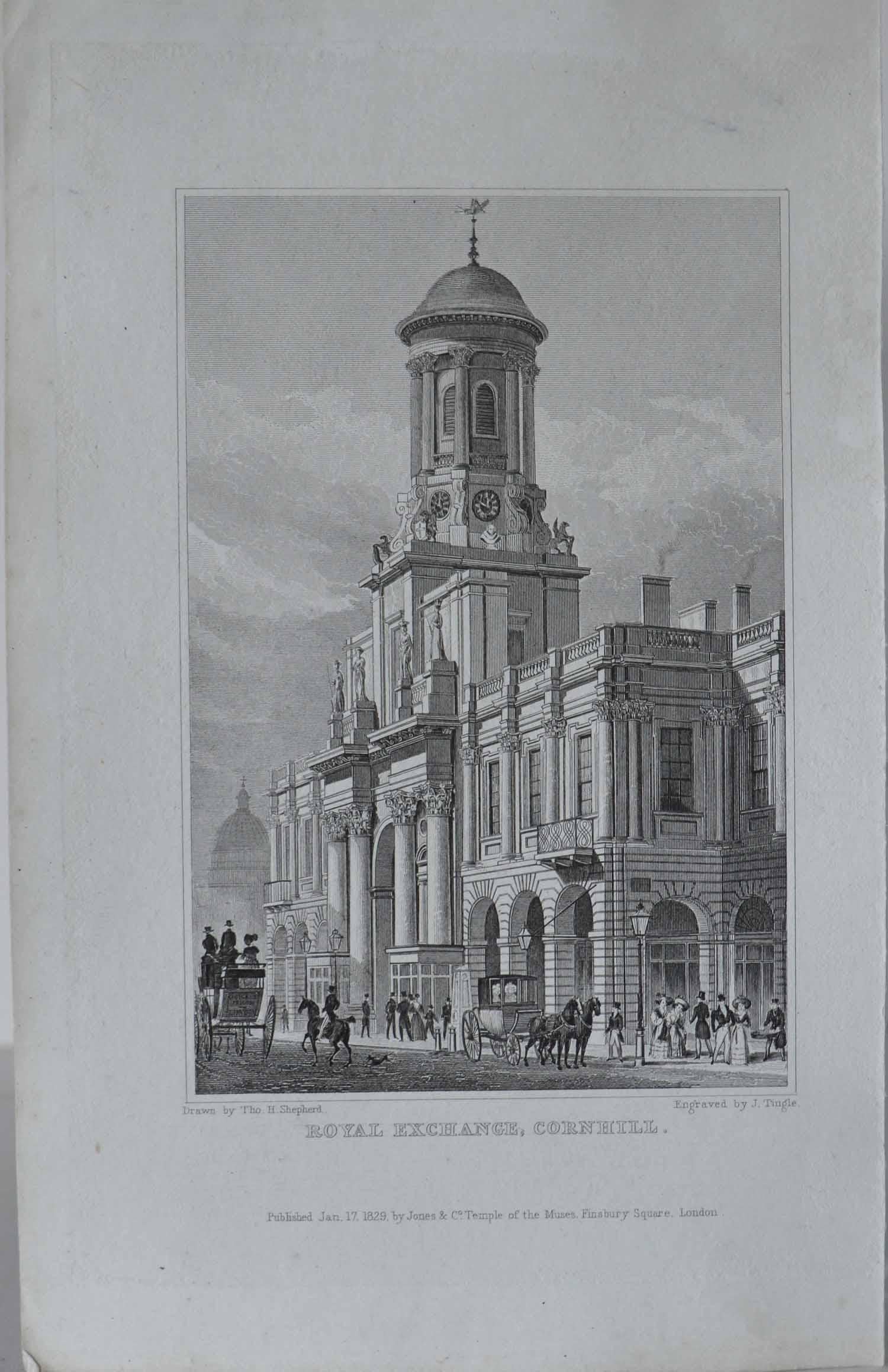 Set of 9 Antique Architectural Prints of London Churches, 1828 1