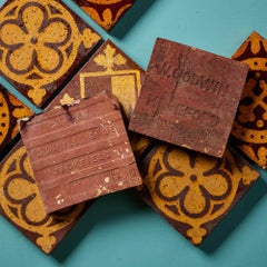 Set of 9 Antique English Encaustic Tiles by Godwin & Craven Dunhill