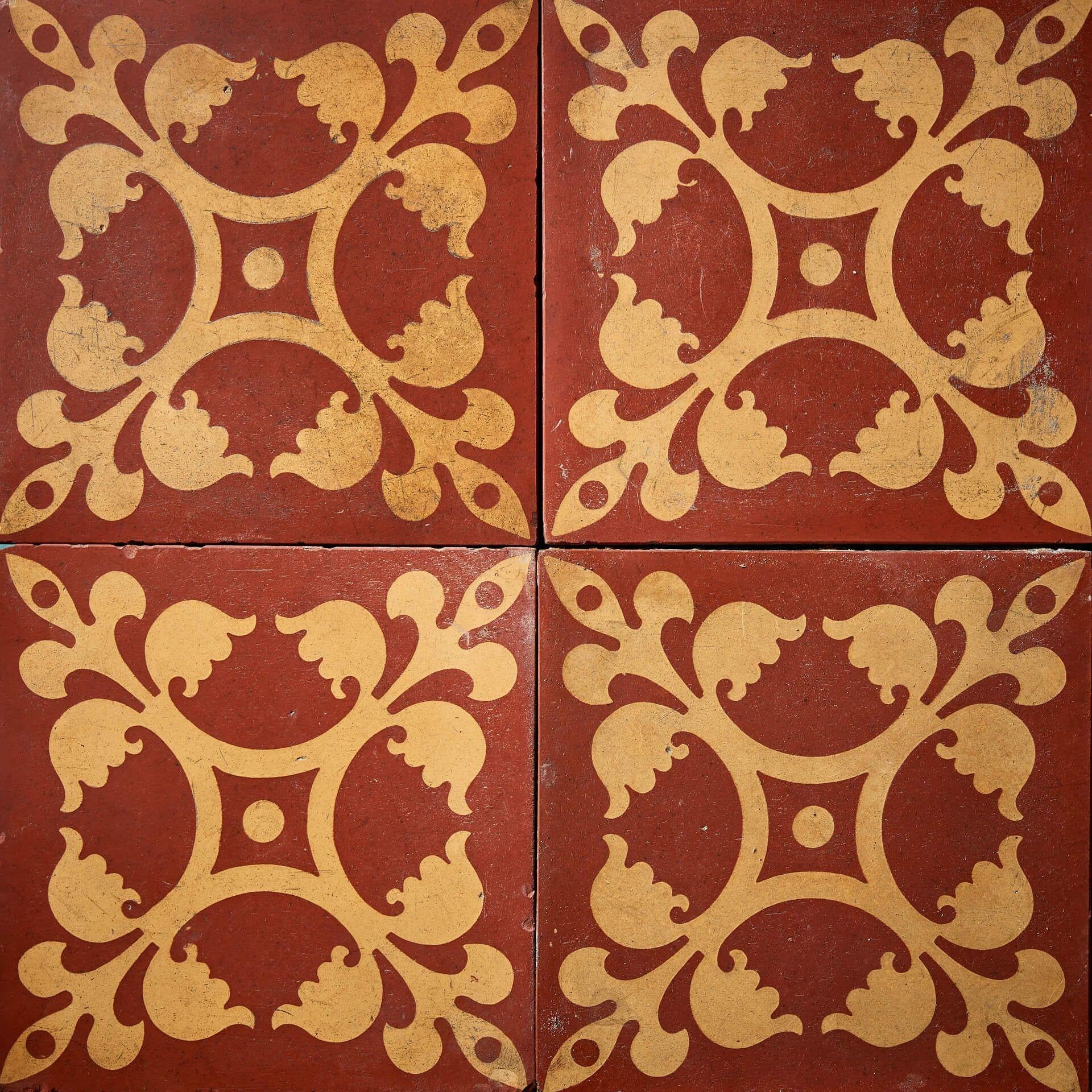 Gotico Set di 9 piastrelle gotiche antiche ad encausto di Minton & Co in vendita