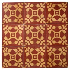 Juego de 9 baldosas góticas antiguas encáusticas de Minton & Co