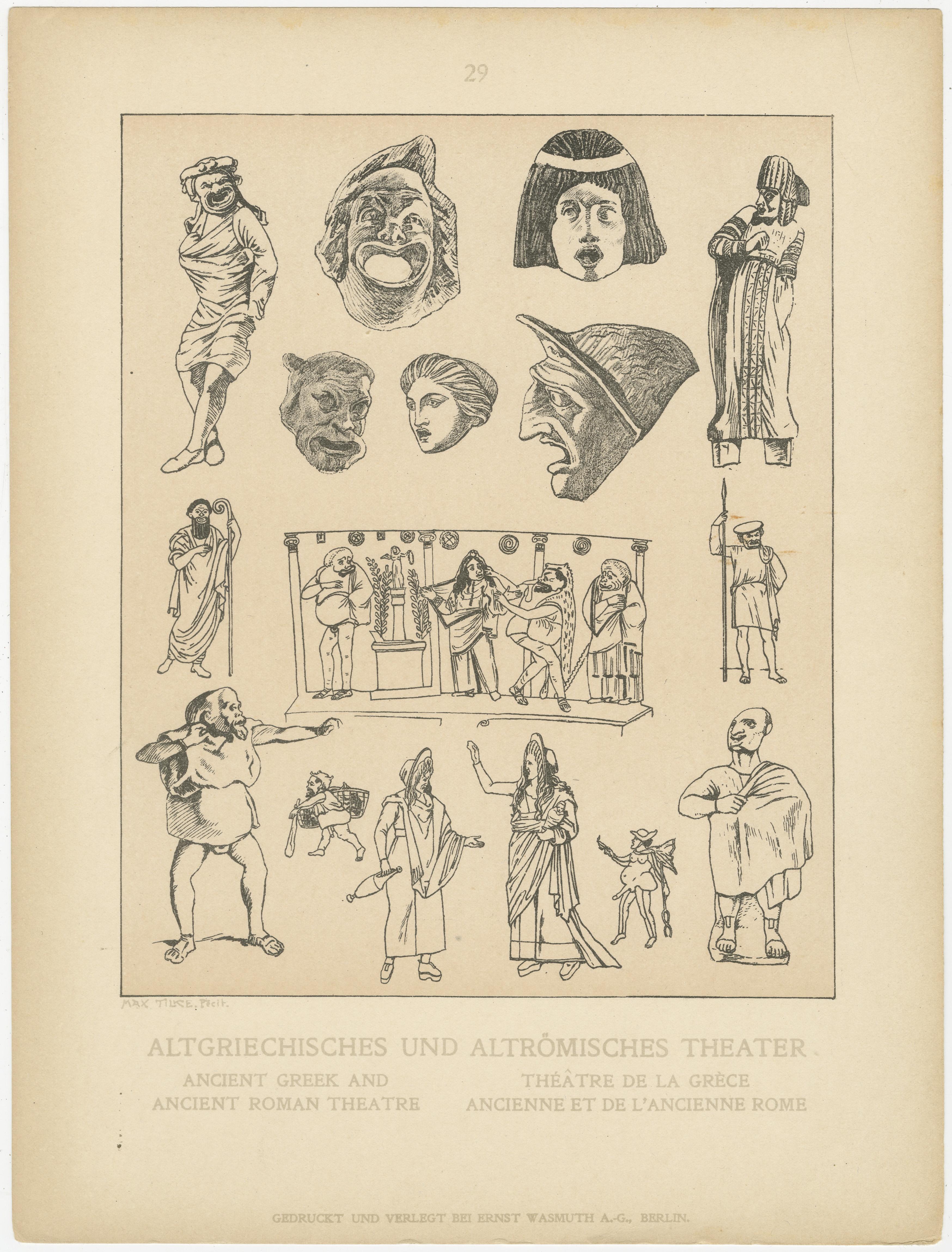 Ensemble de 9 gravures anciennes de costumes grecs et d'antiquités par Wasmuth, Berlin c.1900 en vente 4