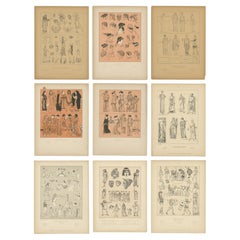 Set of 9 Antique Greek Costume and Antiquity Prints by Wasmuth, Berlin c.1900