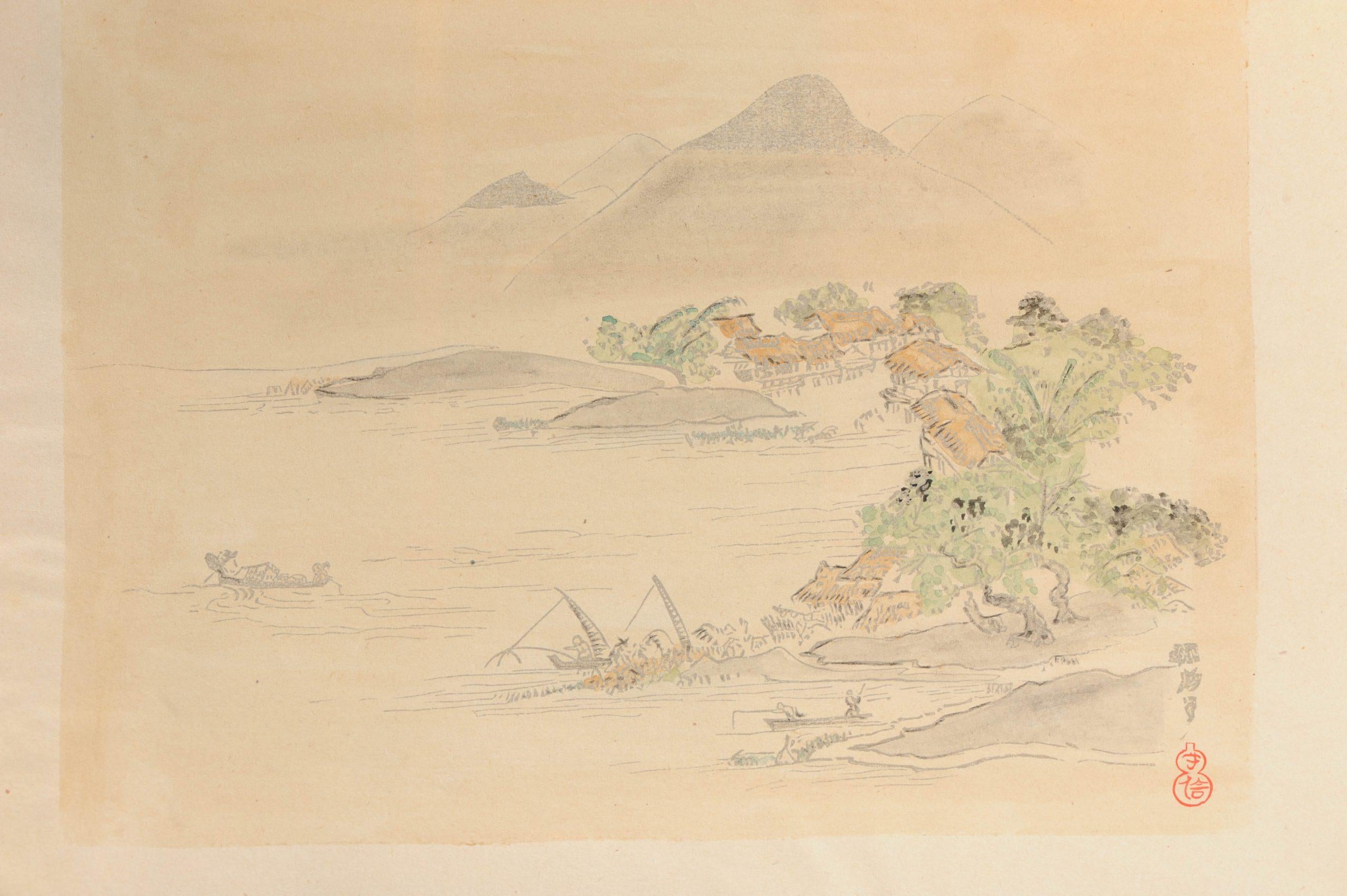 Meiji Ensemble de 9 Calligrphy Edo japonais ou chinois anciens imprimés en bloc, 19ème siècle en vente