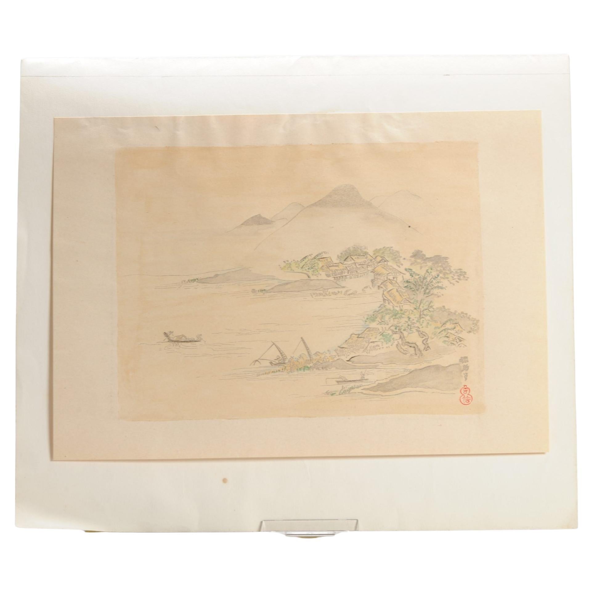 Set of 9 Antique Japanese or Chinese Block Print Calligrphy Edo, 19th Century