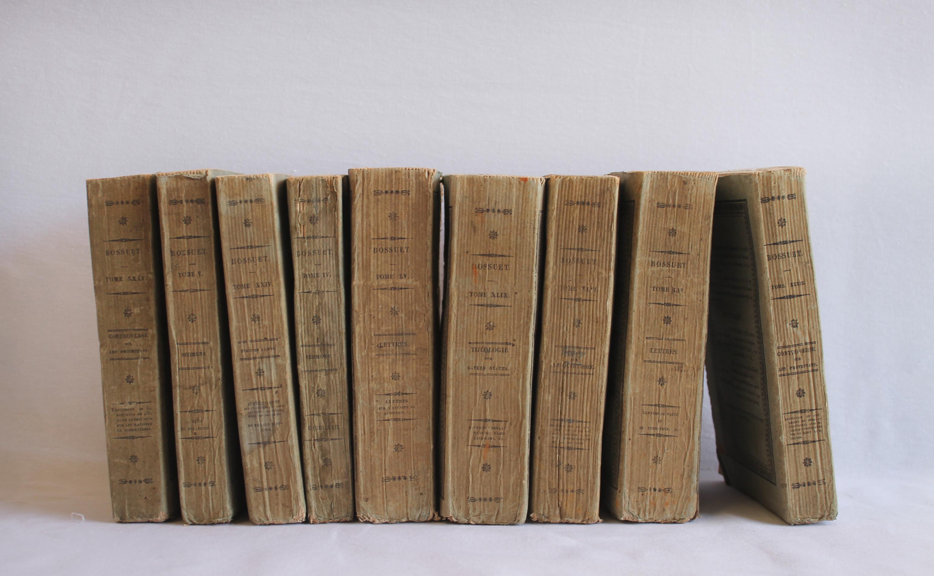 Set of 9 Antique Paper Bound Books Oeuvres de Bossuet 1